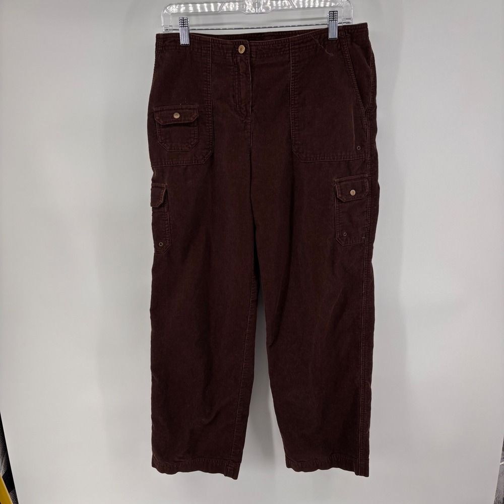 Lauren Ralph Lauren Corduroy Cargo Pants‎ Womens 10P Brown Cotton Casual